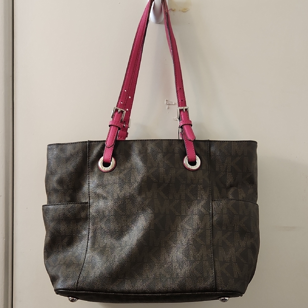 Michael Kors Brown and Pink Tote Bag
